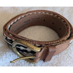 American Eagle Women's Woven Southwestern Belt, Leather Trim, XS, Boho